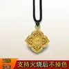 Nueva Tienda de Oro Mismo Estilo Método Antiguo Oro Arena Incrustado con Diamantes Patrón de Tallo de Caqui Heredado Colgante Man Ting Fang Joyería Resistente al Fuego y de Color Duradero