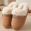 Zapatillas de Algodón de Encaje Estilo Étnico de Moda para Otoño/Invierno Transfronterizas Estilo Pareja para Hombres y Mujeres Calientes Antideslizantes para Interiores