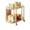 Carrinho Pequeno na Cor Creme, Estante de Armazenamento de Chão, Mesa de Lanches para Sala de Estar, Mesa Mini para Enfeites Móvel