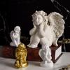 Ornamentos de resina de estilo europeu transfronteiriços para sala de estar, escritório, pensamento criativo, estátua adormecida, artesanato, anjos