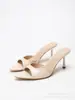 Nuevas Sandalias de Tacón Alto con Punta Abierta y Punta Fina Estilo Europeo y Americano para Mujer con Tacones de Aguja, Calzado Exterior Sencillo, Chanclas de Una Tira Modernas y Casuales