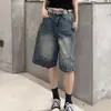 Diseño de bolsillo retro, patchwork deconstruido, nuevos jeans de pierna ancha holgados para mujer, verano, petite, adelgazantes