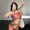 Nuevo traje de baño de una pieza para mujer Harbin Noreste Flor Grande con espalda descubierta halter traje de baño para aguas termales traje de baño de triángulo al por mayor