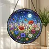 Cruz Céu Estrelado Mar de Flores Vidro Pintado Pingente Colorido Ornamento de Vidro para Casa Decoração de Janela Jardim Pegador de Sol