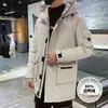 Jaqueta Puffer Grossa de Comprimento Médio Explorer Outono/Inverno para Homens e Mulheres Casal Bolsos Grandes Roupa de Trabalho Jaqueta Quente com Capuz para Homens