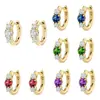 Europa e Estados Unidos agulha de prata s925 comércio exterior mais vendidos brincos círculo zircônia colorida Diamante design simples brinco de pressão brincos mulheres