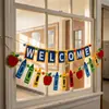Exclusivo para ventas transfronterizas: Banner de temporada de regreso a clases de fieltro, decoración de área de aprendizaje, juego de crayones de manzana BIENVENIDO, envío OEM