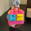 Bolsa de pañales tipo momia Color Block Dopamina Multibolsillo Gran Capacidad Portátil de Hombro Bolsa para Parto de Madre y Bebé Bolsa de Almacenamiento para Viajes Cortos