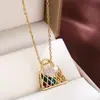 Collar Colgante para Bolso Tridimensional de Circonita Colorida Estilo Celebridad de Internet Estilo Europeo y Americano para Mujer, Joyería de Cadena para Clavícula de Lujo Ligero de Alta Gama