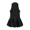 Primavera y Verano 2025 Cuello Vertical Pequeño Sin Mangas Cuello Falda Denim Versión Globo de Mujer Vestido Denim 6929289