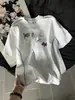 Camiseta Divertida Estampada de Manga Corta Estilo High Street Americano para Mujer Verano 2025 Holgada Ins Linda Estudiante Versátil Top de Cuello Redondo