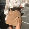 Falda sexy de tiro alto para mujer talla extra con abertura, primavera y otoño, negra, adelgazante, que cubre la cadera, de cuero PU, falda pantalón de línea A