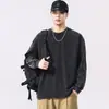 Camiseta de Manga Larga Lavada Vintage Pesada 320g Talla Grande para Hombre Xh 260, Top Retro Holgado de Moda con Copos de Nieve.