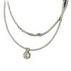Collar S925 Plata Rota Simple Costura Perla Diseño Superpuesto Simple Colgante de Piedra Blanca Perla Ultrafina Cadena Clavícula