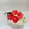 Orquídea Phalaenopsis Artificial com 4 Flores, Haste Única, Planta Decorativa de Plástico para Sala de Estar Interna, Decoração de Chão para Sala de Jantar, Flor Artificial
