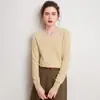 Suéter Básico de Punto Pullover de Cachemir Puro para Mujer, Cuello en V, Listo para Usar, Color Sólido Nuevo, Manga Larga, Holgado, Simple