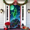 Popular Transfronteiriço Monstro Peludo Verde Grinch Pendurado Capa de Porta Pano de Fundo Decoração de Porta de Casa Pano Pendurado para Atmosfera Festiva Pendurado