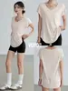 Traje deportivo para mujer talla grande, ropa de fitness holgada y adelgazante, camiseta deportiva de manga corta para mujer para correr, top de yoga de secado rápido