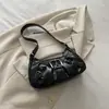 Bolsa de ombro sob o braço estilo biker retrô americano de grande capacidade plissada, novidade outono 2026, para mulheres