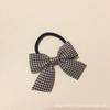 Doce e Bonito Menina Preto e Branco Xadrez Houndstooth Bow Tie Cabelo Elástico Banda de Cabelo Corda Anel de Cabelo Acessórios para o Cabelo
