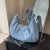 2024 Nova bolsa tote estilo coreano leve simples grande capacidade com cordão tecido de nylon de ombro transversal bolsa feminina