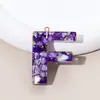 Llavero de 26 Letras Más Vendido por el Fabricante, Piedra Morada, Colgante Pequeño Semiacabado, Resina, Accesorios de Joyería DIY para Mujeres