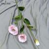 Simulación de 3 cabezas de Platycodon grandiflorum, arreglo floral para bodas, decoración del hogar, arreglo floral para hoteles, accesorios de fotografía, flores falsas, comercio exterior al por mayor