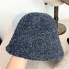 Chapéu Bucket de Lã Moda Feminino, Chapéu Cloche Pescador Versátil Estilo Coreano e Japonês Tendência Outono Inverno