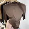 Camiseta de manga media adelgazante de color sólido modal con tacto súper agradable para todas las combinaciones, para mujer, primavera y verano, nueva, moderna