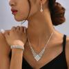 Conjunto de tres piezas de collar, pendientes y pulsera cuadrados, sencillos, europeos y americanos, con diamantes que combinan con todo, joyería nueva, 2022