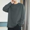 Camiseta de algodão pesado 260g masculina, manga longa, base interna, camisa americana, algodão grande, cor sólida, roupas de outono brancas