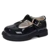 Sapatos Infantis de Couro 2026 Outono Novo Bico Redondo Salto Baixo Sapato Único Estilo Retrô Meninas Preto Performance Sapatos de Princesa Exportação