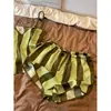 Conjunto de Pijama Camisola Listrado Verde Estilo Japonês para Mulheres Verão 2026 Novo Estilo Shorts Frescos e Confortáveis Conjunto para Casa