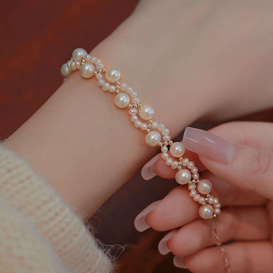 手工编织猫爪天然淡水珍珠手链女轻奢小众高级感甜美网