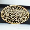 Joias DIY ouro 24k base oval vazada flor grande 55*38mm material para enfeite de cabeça feito à mão acessórios A163