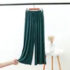 Pantalones de pierna ancha de algodón modal de cintura alta para mujer, primavera y verano, holgados, drapeados, rectos, casuales, adelgazantes, cropped
