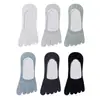 Calcetines de Cinco Dedos Calidad SuperiorCalcetines de Ramio para Hombre, Calcetines Cortos Invisibles de Corte Bajo con Silicona Antideslizante y Dedos Separados