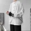 Camisa de Lino con Botones Estilo Chino para Hombre de Manga Larga Chaqueta Mandarín Estilo Chino Hanfu Abrigo Tang Talla Extra Abrigo Oversize para Hombre