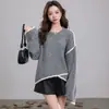 Suéter Estilo Coreano Otoño/Invierno 2026 para Mujer Literario Retro Holgado Simple Cuello Redondo Top Diseño Bloques de Color Versátil Suéter de Punto