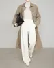 Traje de Seda Cachemira Gris Pantalones de Lana para Mujer Otoño e Invierno 2026 Gama Alta Caída Casual Rectos Ajustados de Pierna Ancha