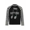Marca de moda 25AW* claro oscuro nicho nota musical a rayas manga raglán corte ajustado alta gama camisa base de manga larga para hombres y mujeres