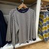 Camiseta Informal de Algodón con Cuello Redondo para Hombre y Mujer, Rayas Sueltas, Manga Larga, Camiseta Base de Otoño E462130