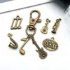 Notas Musicais Verdes Antigas Instrumentos Musicais DIY Acessórios para Joias de Liga de Zinco Colar Pulseira Brincos Pingente Venda Quente Transfronteiriça