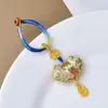Joyería de Brocado Tejida a Mano de la Dinastía Song, Llavero de Candado Ruyi, Borla, Colgante de Fortuna, Correa para Llave de Coche, Accesorio Unisex