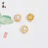 Contas Espaçadoras Nuvem com Pérola Incrustada em Ouro 18K Corrente para Roupas Oca Acessórios Contas Soltas Pulseira Colar DIY Estilo Chinês Tendência