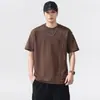 Camiseta Jacquard Retro Americana de Manga Curta Masculina Verão Textura Tendência Estilo Old Money Solta Casual Top Masculino
