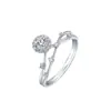 Anillo de estrella Canruo para mujer, 1 quilate de circonita, anillo abierto, anillo de boda fresco y de moda, anillo de diamante de imitación moissanita