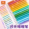 Caneta Gel com Glitter Cor Verdadeira para Diários de Estudantes, Caneta Marca-Texto Chamativa para Desenho DIY, Marcação e Cores Vibrantes