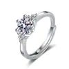 Anillo de Zirconia Carat de 0.05 kg para Mujer Cuadrado Cubierto Anillo de Diamante Redondo para Mujer Casual Seis Garras Abiertas con Incrustaciones de Diamante Fabricante Venta al Por Mayor