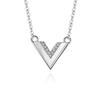 Collar con letra V de plata de ley S925 Diamante Estilo europeo y americano Simple moda temperamento Cadena para la clavícula transfronteriza venta al por mayor